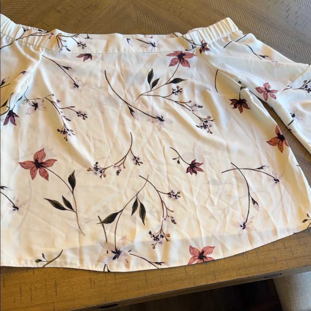 Floral Off-Shoulder White Women's Blouse